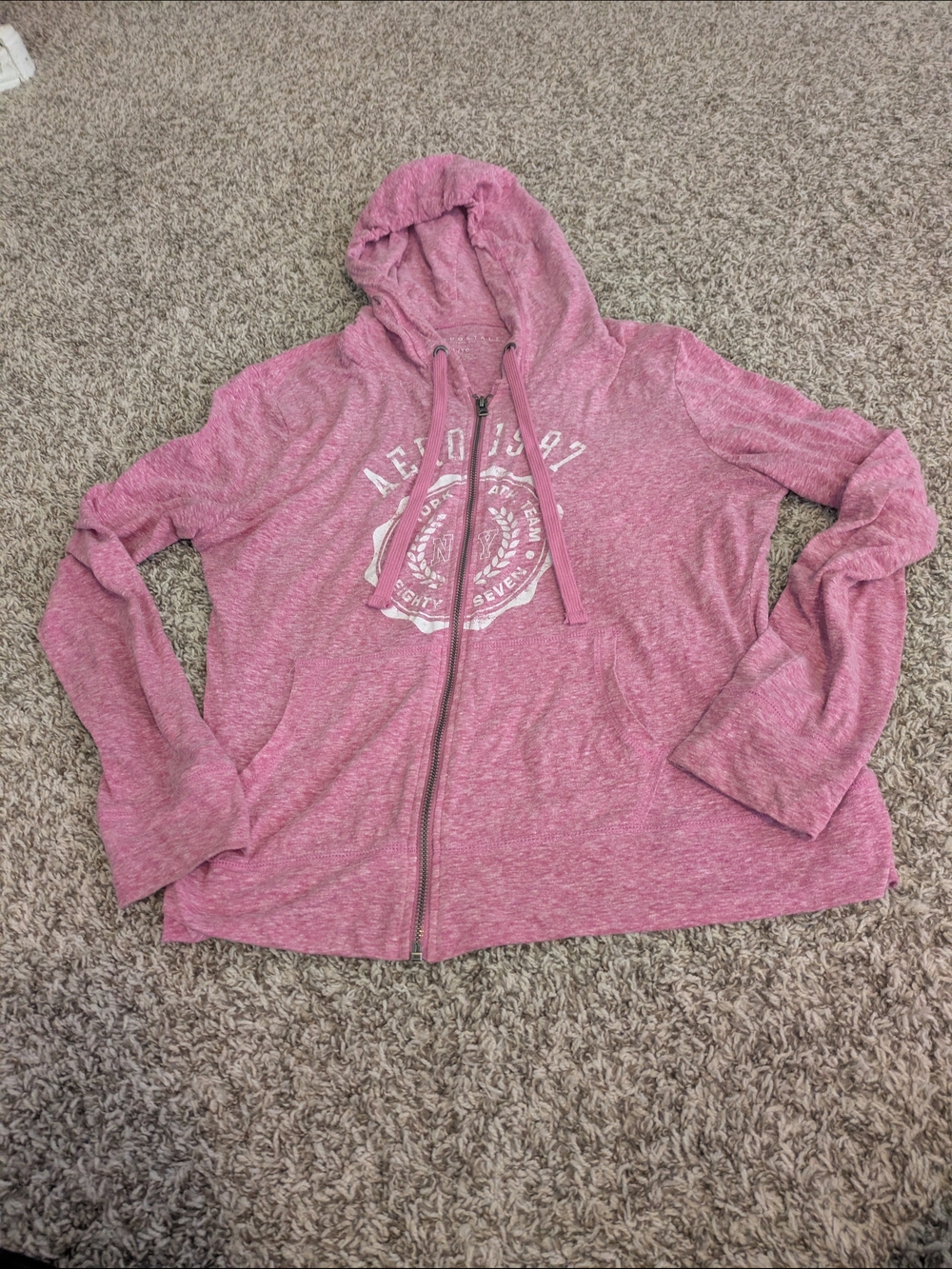 Aeropostale Heather Rose Zip Hoodie with Logo